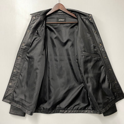 【中古品】【メンズ】 AVIREX アヴィレックス 6121051 SHEEPSKIN LEATHER CPO SHIRT シープスキン レザー シーピーオー シャツ トップス 長袖 145-261015-cs-07-izu サイズ：XL カラー：ブラック 万代Net店