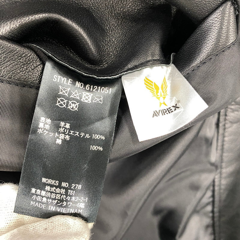 【中古品】【メンズ】 AVIREX アヴィレックス 6121051 SHEEPSKIN LEATHER CPO SHIRT シープスキン レザー シーピーオー シャツ トップス 長袖 145-261015-cs-07-izu サイズ：XL カラー：ブラック 万代Net店