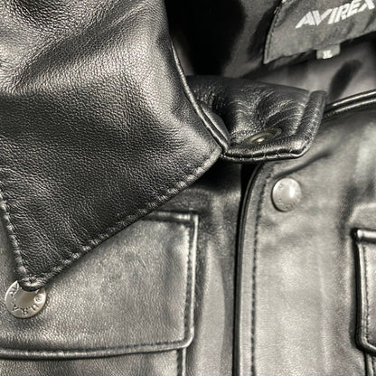 【中古品】【メンズ】 AVIREX アヴィレックス 6121051 SHEEPSKIN LEATHER CPO SHIRT シープスキン レザー シーピーオー シャツ トップス 長袖 145-261015-cs-07-izu サイズ：XL カラー：ブラック 万代Net店