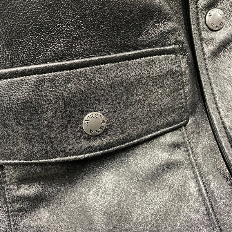 【中古品】【メンズ】 AVIREX アヴィレックス 6121051 SHEEPSKIN LEATHER CPO SHIRT シープスキン レザー シーピーオー シャツ トップス 長袖 145-261015-cs-07-izu サイズ：XL カラー：ブラック 万代Net店