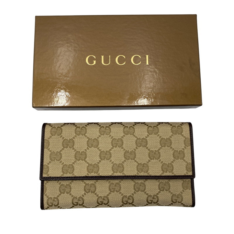 【中古美品】【レディース】 GUCCI グッチ 254586 GG キャンバス フラップウォレット 財布 長財布 181-261015-cs-14-izu カラー：ベージュ 万代Net店
