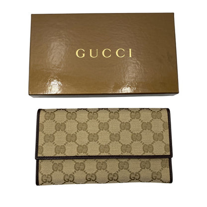 【中古美品】【レディース】 GUCCI グッチ 254586 GG キャンバス フラップウォレット 財布 長財布 181-261015-cs-14-izu カラー：ベージュ 万代Net店