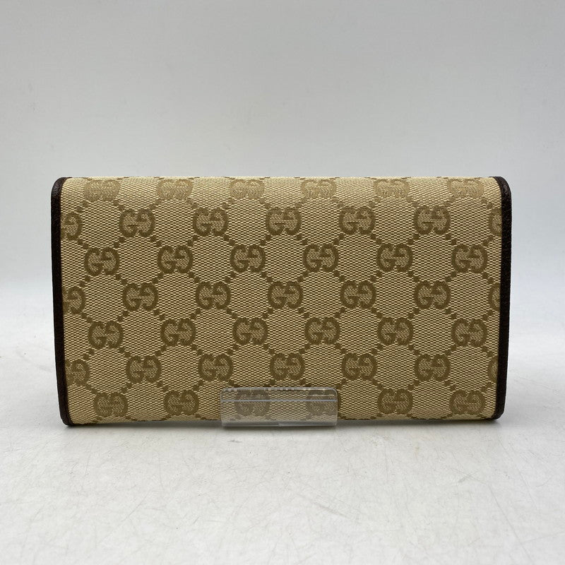 【中古美品】【レディース】 GUCCI グッチ 254586 GG キャンバス フラップウォレット 財布 長財布 181-261015-cs-14-izu カラー：ベージュ 万代Net店