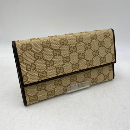【中古美品】【レディース】 GUCCI グッチ 254586 GG キャンバス フラップウォレット 財布 長財布 181-261015-cs-14-izu カラー：ベージュ 万代Net店