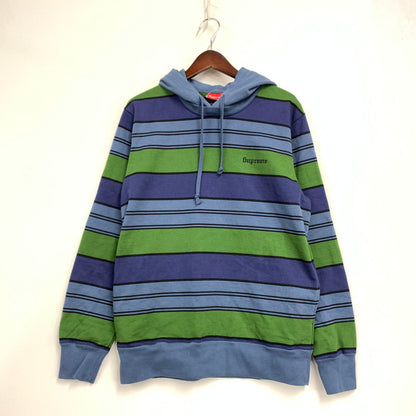 【中古美品】【メンズ】 SUPREME シュプリーム 17SS STRIPE HOODIE SWEATSHIRT ストライプ フーディー スウェットシャツ トップス 長袖 149-261015-ya-07-izu サイズ：M カラー：グリーン×ブルー 万代Net店