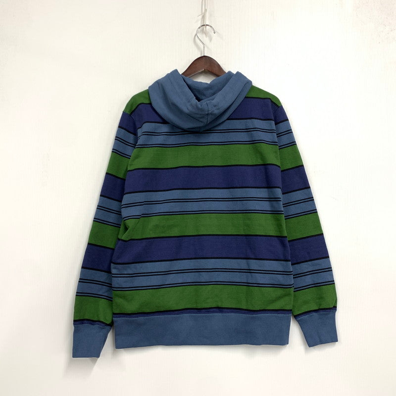 【中古美品】【メンズ】 SUPREME シュプリーム 17SS STRIPE HOODIE SWEATSHIRT ストライプ フーディー スウェットシャツ トップス 長袖 149-261015-ya-07-izu サイズ：M カラー：グリーン×ブルー 万代Net店