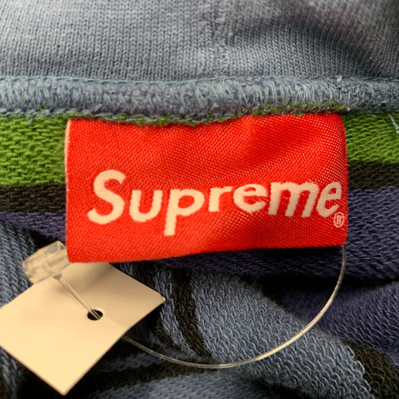 【中古美品】【メンズ】 SUPREME シュプリーム 17SS STRIPE HOODIE SWEATSHIRT ストライプ フーディー スウェットシャツ トップス 長袖 149-261015-ya-07-izu サイズ：M カラー：グリーン×ブルー 万代Net店