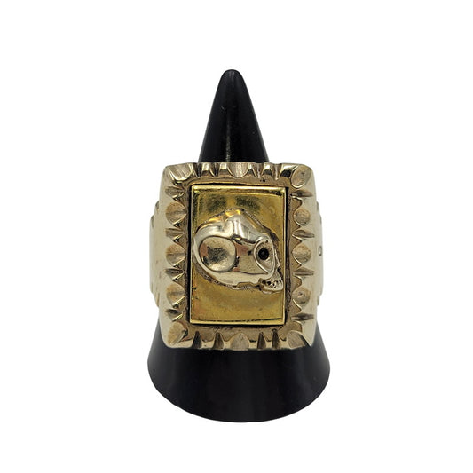 【中古品】【メンズ/レディース】 USED ユーズド HALF SKULL MEXICAN MOTIF RING ハーフ スカル メキシカン モチーフ リング 指輪 アクセサリー 192-261023-ms-18-izu カラー：ゴールド 万代Net店