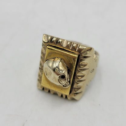 【中古品】【メンズ/レディース】 USED ユーズド HALF SKULL MEXICAN MOTIF RING ハーフ スカル メキシカン モチーフ リング 指輪 アクセサリー 192-261023-ms-18-izu カラー：ゴールド 万代Net店