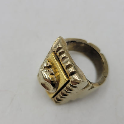 【中古品】【メンズ/レディース】 USED ユーズド HALF SKULL MEXICAN MOTIF RING ハーフ スカル メキシカン モチーフ リング 指輪 アクセサリー 192-261023-ms-18-izu カラー：ゴールド 万代Net店