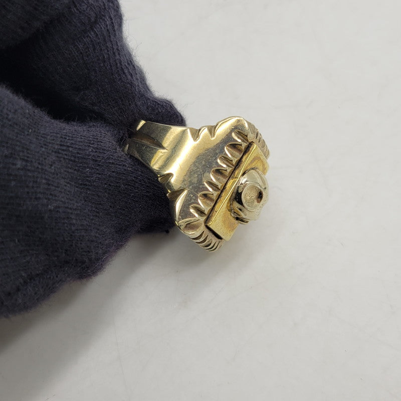 【中古品】【メンズ/レディース】 USED ユーズド HALF SKULL MEXICAN MOTIF RING ハーフ スカル メキシカン モチーフ リング 指輪 アクセサリー 192-261023-ms-18-izu カラー：ゴールド 万代Net店