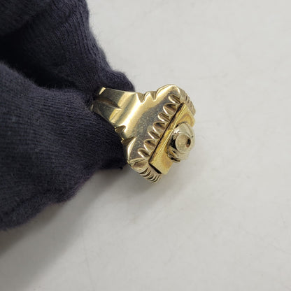 【中古品】【メンズ/レディース】 USED ユーズド HALF SKULL MEXICAN MOTIF RING ハーフ スカル メキシカン モチーフ リング 指輪 アクセサリー 192-261023-ms-18-izu カラー：ゴールド 万代Net店