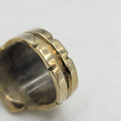 【中古品】【メンズ/レディース】 USED ユーズド HALF SKULL MEXICAN MOTIF RING ハーフ スカル メキシカン モチーフ リング 指輪 アクセサリー 192-261023-ms-18-izu カラー：ゴールド 万代Net店