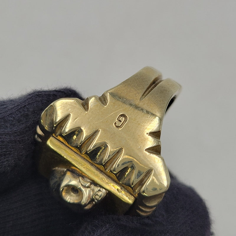 【中古品】【メンズ/レディース】 USED ユーズド HALF SKULL MEXICAN MOTIF RING ハーフ スカル メキシカン モチーフ リング 指輪 アクセサリー 192-261023-ms-18-izu カラー：ゴールド 万代Net店