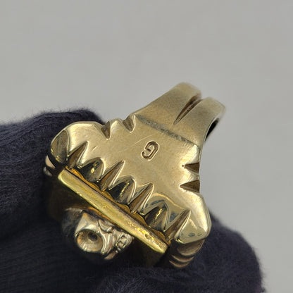【中古品】【メンズ/レディース】 USED ユーズド HALF SKULL MEXICAN MOTIF RING ハーフ スカル メキシカン モチーフ リング 指輪 アクセサリー 192-261023-ms-18-izu カラー：ゴールド 万代Net店