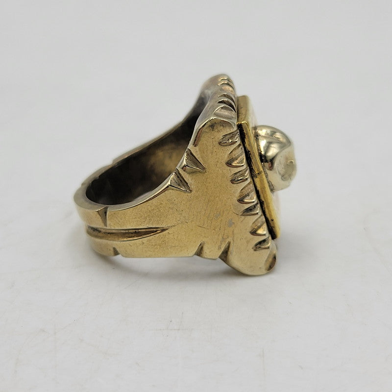 【中古品】【メンズ/レディース】 USED ユーズド HALF SKULL MEXICAN MOTIF RING ハーフ スカル メキシカン モチーフ リング 指輪 アクセサリー 192-261023-ms-18-izu カラー：ゴールド 万代Net店