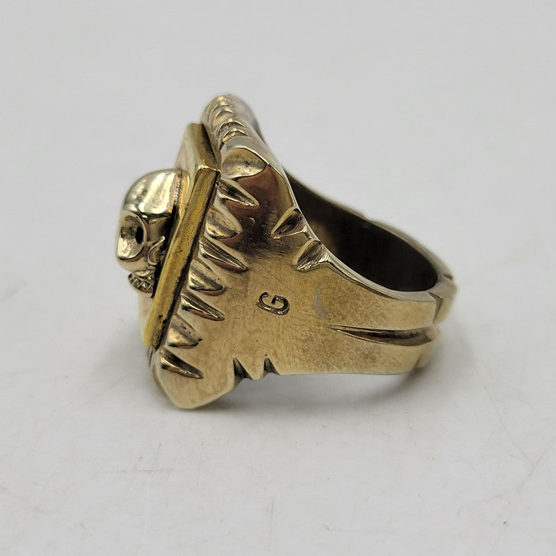 【中古品】【メンズ/レディース】 USED ユーズド HALF SKULL MEXICAN MOTIF RING ハーフ スカル メキシカン モチーフ リング 指輪 アクセサリー 192-261023-ms-18-izu カラー：ゴールド 万代Net店