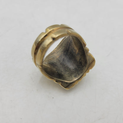 【中古品】【メンズ/レディース】 USED ユーズド HALF SKULL MEXICAN MOTIF RING ハーフ スカル メキシカン モチーフ リング 指輪 アクセサリー 192-261023-ms-18-izu カラー：ゴールド 万代Net店