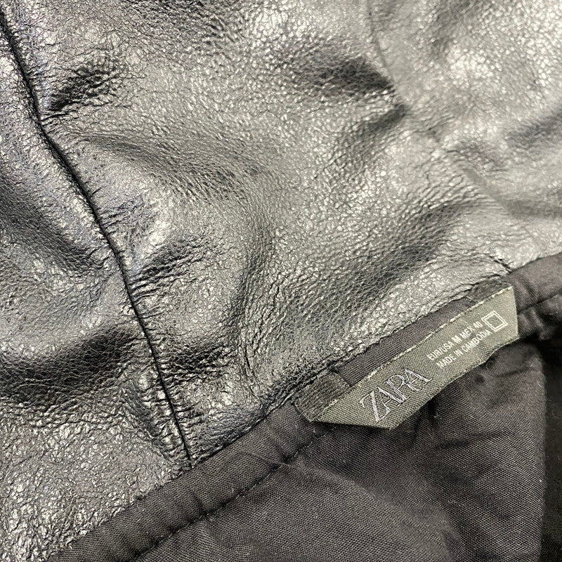 【中古品】【メンズ】 ZARA ザラ FAKELEATHER ZIP HOODIE フェイクレザー ジップ フーディー アウター 147-261024-ya-01-izu サイズ：M カラー：ブラック 万代Net店