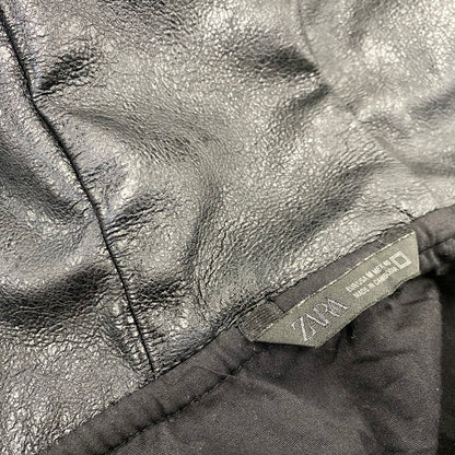 【中古品】【メンズ】 ZARA ザラ FAKELEATHER ZIP HOODIE フェイクレザー ジップ フーディー アウター 147-261024-ya-01-izu サイズ：M カラー：ブラック 万代Net店