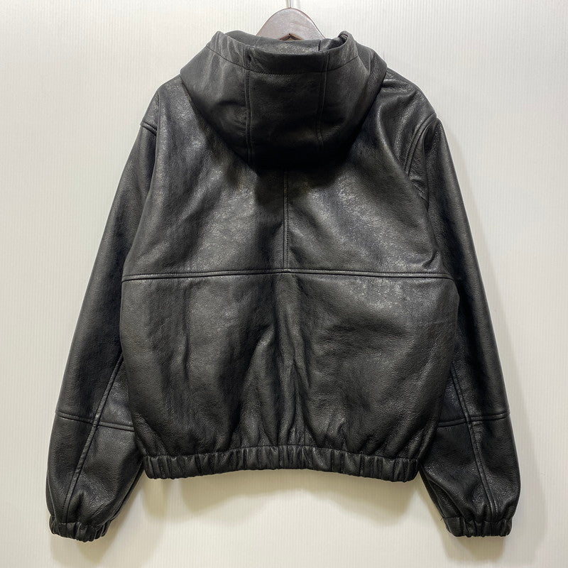 【中古品】【メンズ】 ZARA ザラ FAKELEATHER ZIP HOODIE フェイクレザー ジップ フーディー アウター 147-261024-ya-01-izu サイズ：M カラー：ブラック 万代Net店