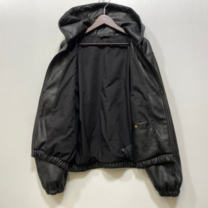 【中古品】【メンズ】 ZARA ザラ FAKELEATHER ZIP HOODIE フェイクレザー ジップ フーディー アウター 147-261024-ya-01-izu サイズ：M カラー：ブラック 万代Net店