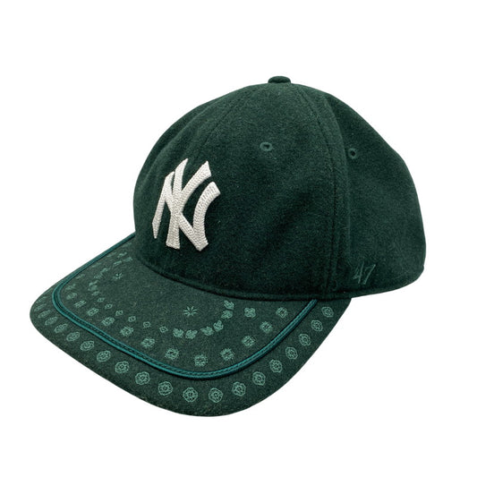 【中古品】【メンズ/レディース】 KITH キス × 47 NEW YORK YANKEES ニューヨークヤンキース LOGO WOOL CAP ロゴ ウール キャップ 帽子 185-261016-sm-11-izu サイズ：7 3/4 カラー：グリーン 万代Net店
