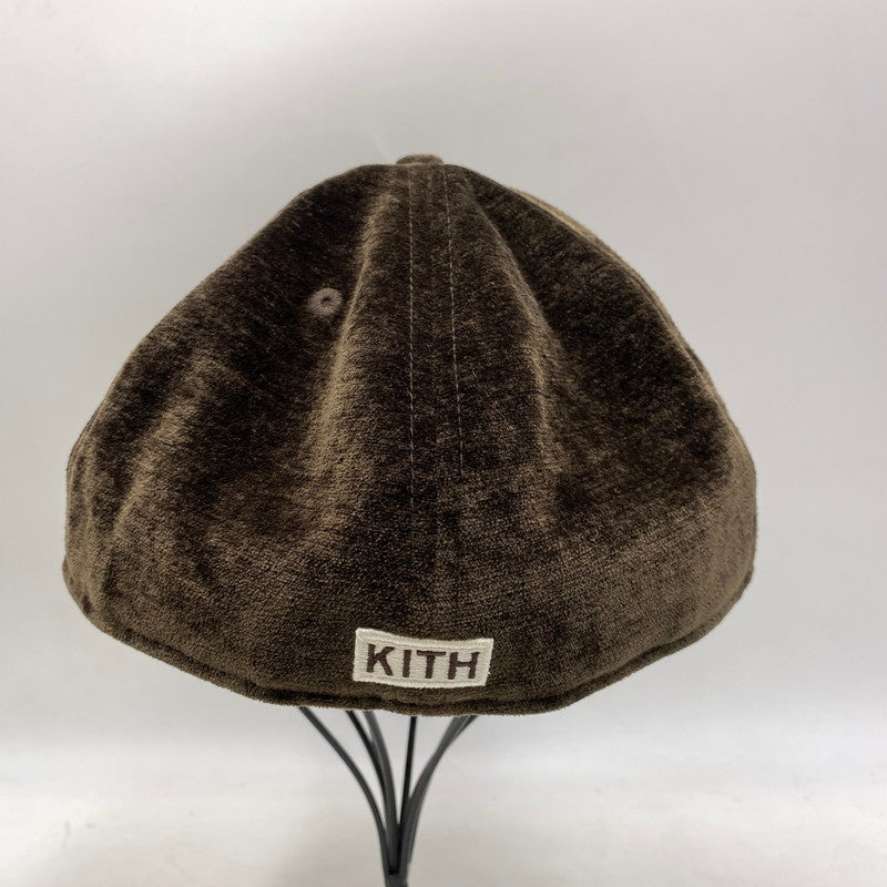 【中古品】【メンズ/レディース】 NEW ERA ニューエラ × KITH キス NEW YORK YANKEES ニューヨークヤンキース CHENILLE CHAINSTITCH 59FIFTY CAP シェニール チェーンステッチ キャップ 帽子 185-261016-sm-10-izu サイズ：7 7/8 カラー：ブラウン 万代Net店