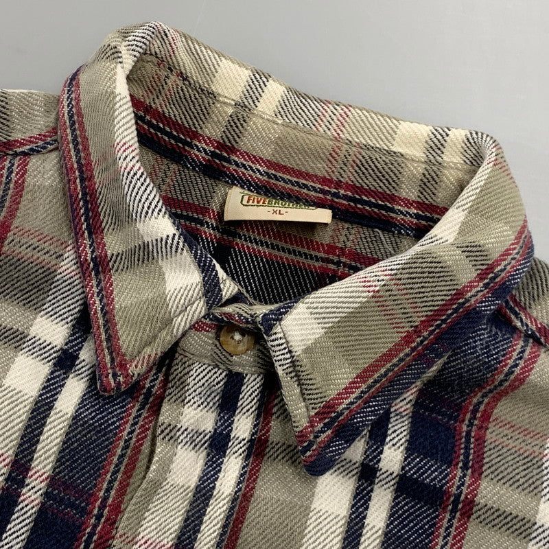 【中古品】【メンズ】 FIVEBROTHER ファイブブラザー 90S HEAVY FLANNEL CHECK SHIRT ヘビー フランネル チェック シャツ トップス 長袖 146-261018-ya-06-izu サイズ：XL カラー：マルチ 万代Net店