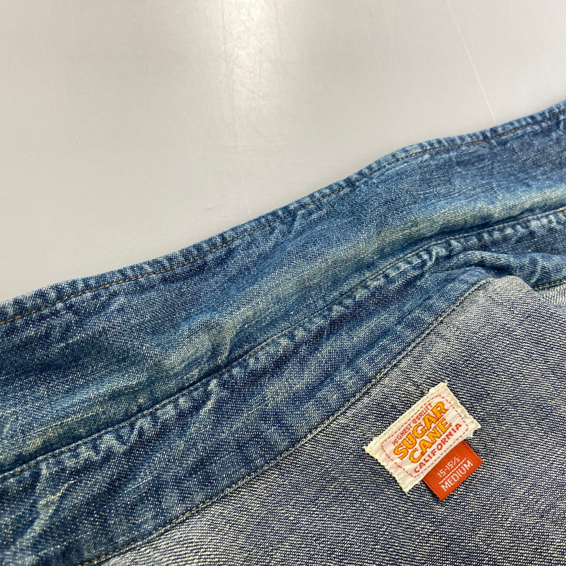 【中古品】【メンズ】 SUGAR CANE シュガーケーン STONE BUTTON DENIM SHIRT ストーン ボタン デニム シャツ ジャケットトップス 145-261023-ms-21-izu サイズ：M カラー：インディゴ 万代Net店