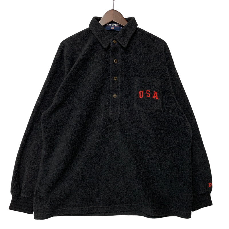 【中古品】【メンズ】 POLO SPORT ポロ スポーツ HALF BUTTON UP FLEECE JACKET ハーフ ボタン アップ フリース ジャケット アウター 146-261018-ya-05-izu サイズ：L カラー：ブラック 万代Net店