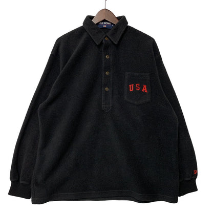 【中古品】【メンズ】 POLO SPORT ポロ スポーツ HALF BUTTON UP FLEECE JACKET ハーフ ボタン アップ フリース ジャケット アウター 146-261018-ya-05-izu サイズ：L カラー：ブラック 万代Net店