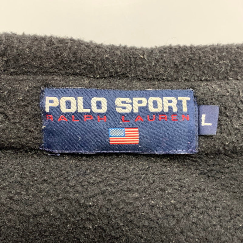【中古品】【メンズ】 POLO SPORT ポロ スポーツ HALF BUTTON UP FLEECE JACKET ハーフ ボタン アップ フリース ジャケット アウター 146-261018-ya-05-izu サイズ：L カラー：ブラック 万代Net店