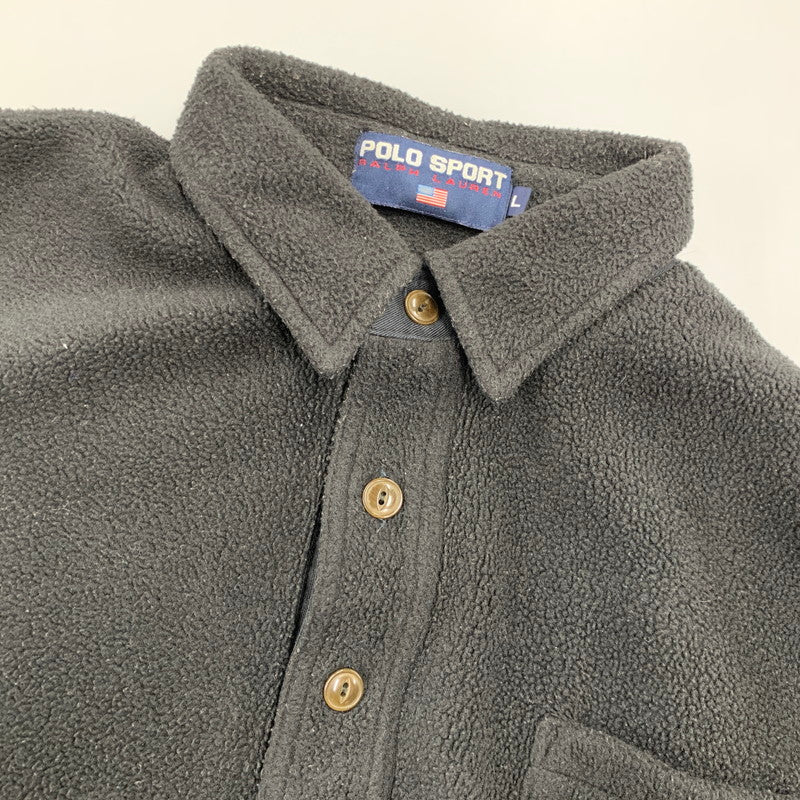 【中古品】【メンズ】 POLO SPORT ポロ スポーツ HALF BUTTON UP FLEECE JACKET ハーフ ボタン アップ フリース ジャケット アウター 146-261018-ya-05-izu サイズ：L カラー：ブラック 万代Net店