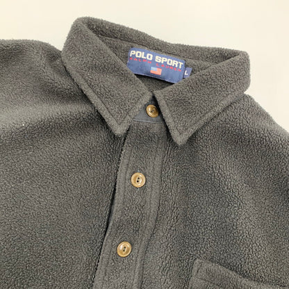 【中古品】【メンズ】 POLO SPORT ポロ スポーツ HALF BUTTON UP FLEECE JACKET ハーフ ボタン アップ フリース ジャケット アウター 146-261018-ya-05-izu サイズ：L カラー：ブラック 万代Net店