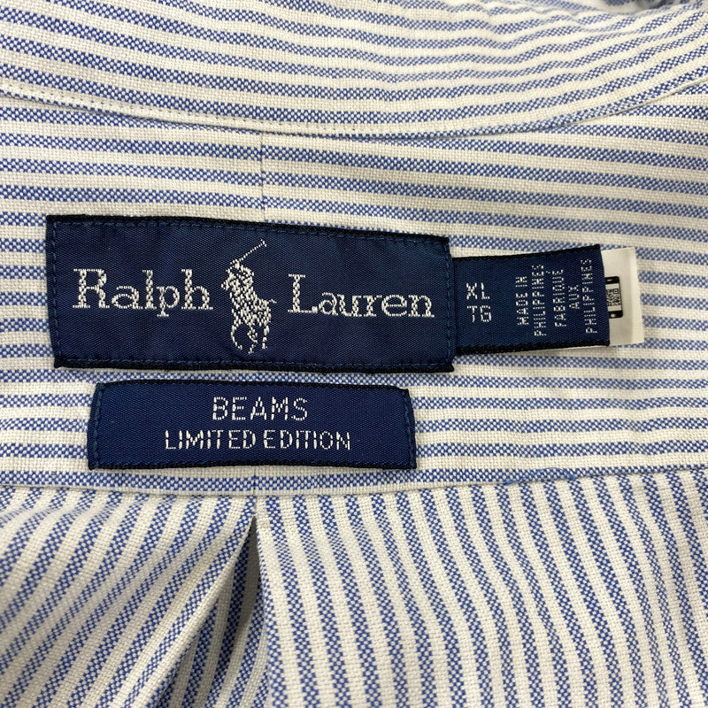 【中古品】【メンズ】 RALPH LAUREN ラルフローレン × BEAMS ビームス STRIPE L S SHIRT ストライプ ロングスリーブ シャツ 長袖 トップス 147-261023-ｍｓ-19-izu サイズ：XL カラー：BLUE WHITE 万代Net店