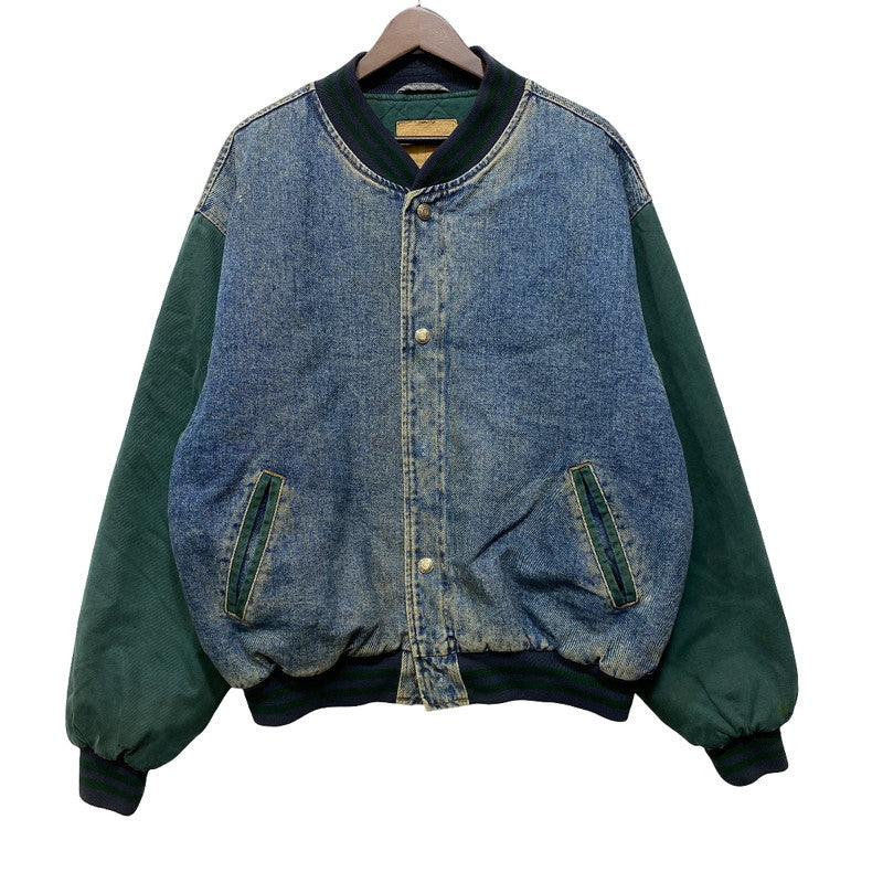 【現状渡し品】【メンズ】 OLD GAP オールド ギャップ DENIM STADIUM JACKET デニム スタジアム ジャケット アウター 146-261024-ya-04-izu サイズ：下記参照 カラー：ライトブルー×グリーン 万代Net店