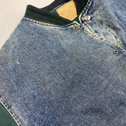 【現状渡し品】【メンズ】 OLD GAP オールド ギャップ DENIM STADIUM JACKET デニム スタジアム ジャケット アウター 146-261024-ya-04-izu サイズ：下記参照 カラー：ライトブルー×グリーン 万代Net店