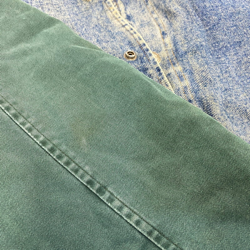 【現状渡し品】【メンズ】 OLD GAP オールド ギャップ DENIM STADIUM JACKET デニム スタジアム ジャケット アウター 146-261024-ya-04-izu サイズ：下記参照 カラー：ライトブルー×グリーン 万代Net店