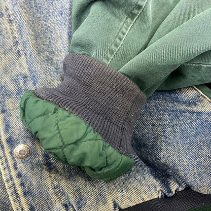 【現状渡し品】【メンズ】 OLD GAP オールド ギャップ DENIM STADIUM JACKET デニム スタジアム ジャケット アウター 146-261024-ya-04-izu サイズ：下記参照 カラー：ライトブルー×グリーン 万代Net店