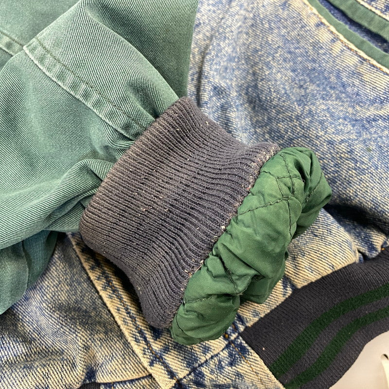 【現状渡し品】【メンズ】 OLD GAP オールド ギャップ DENIM STADIUM JACKET デニム スタジアム ジャケット アウター 146-261024-ya-04-izu サイズ：下記参照 カラー：ライトブルー×グリーン 万代Net店