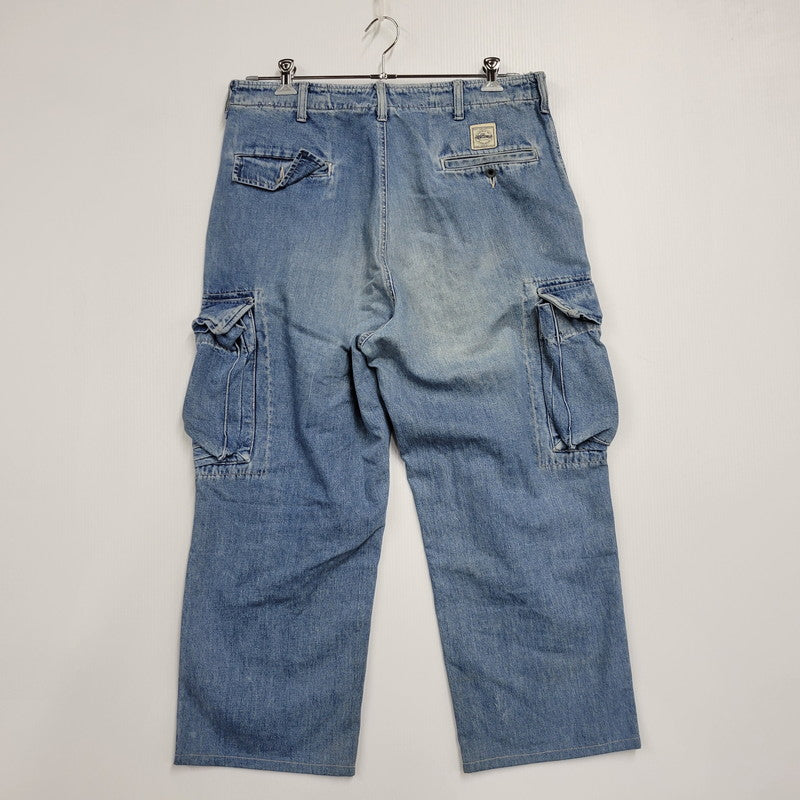 【中古品】【メンズ】 RRL ダブルアールエル DENIM CARGO PANTS デニム カーゴ パンツ ボトムス 156-261018-ms-17-izu サイズ：下記参照 カラー：ライトインディゴ 万代Net店