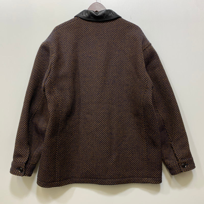 【中古美品】【メンズ】 SOPHNET. ソフネット SPNT-252006 LEATHER COLLAR COVERALL KVADRAT SISU クヴァドラ シス レザーカラー カバーオール ジャケット アウター 142-261017-sm-13-izu サイズ：4 カラー：ネイビーブラウン 万代Net店