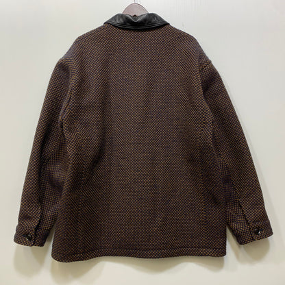 【中古美品】【メンズ】 SOPHNET. ソフネット SPNT-252006 LEATHER COLLAR COVERALL KVADRAT SISU クヴァドラ シス レザーカラー カバーオール ジャケット アウター 142-261017-sm-13-izu サイズ：4 カラー：ネイビーブラウン 万代Net店