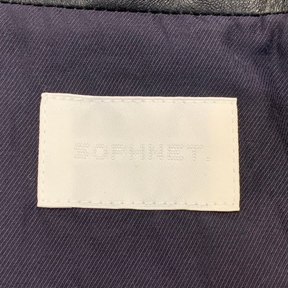 【中古美品】【メンズ】 SOPHNET. ソフネット SPNT-252006 LEATHER COLLAR COVERALL KVADRAT SISU クヴァドラ シス レザーカラー カバーオール ジャケット アウター 142-261017-sm-13-izu サイズ：4 カラー：ネイビーブラウン 万代Net店