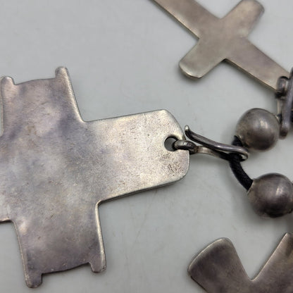 【中古品】【メンズ/レディース】 CIPPY CRAZY HORSE シッピークレイジーホース STERLING TRIPLE CROSS NECKLACE スターリング トリプル クロス ネックレス アクセサリー 191-261019-yn-05-izu カラー：シルバー×ブラック 万代Net店