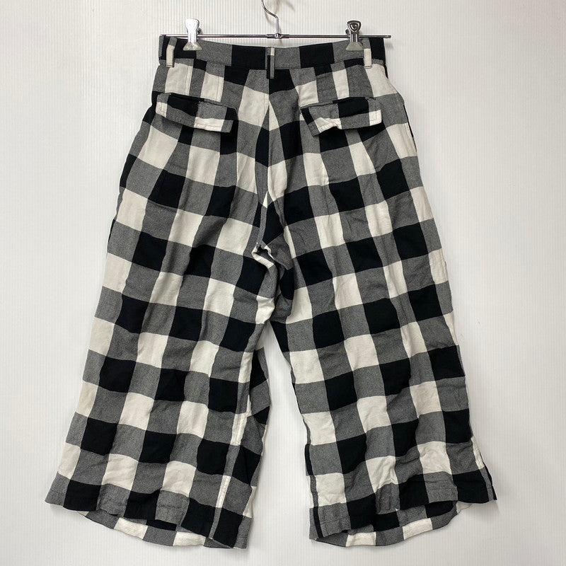 【中古品】【メンズ】 Y'S ワイズ YE-P52-231 RAYON COTTON BLOCK CHECK GAUCHO PANTS レーヨン コットン ブロックチェック ガウチョパンツ ボトムス 151-261018-kh-10-izu サイズ：1 カラー：ブラック×ホワイト 万代Net店