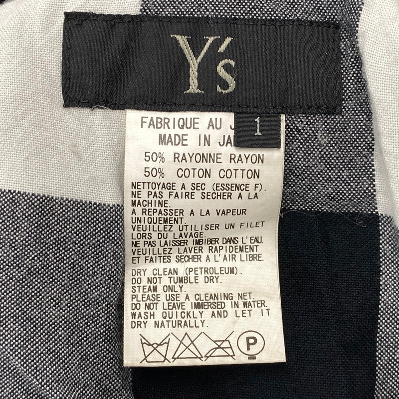 【中古品】【メンズ】 Y'S ワイズ YE-P52-231 RAYON COTTON BLOCK CHECK GAUCHO PANTS レーヨン コットン ブロックチェック ガウチョパンツ ボトムス 151-261018-kh-10-izu サイズ：1 カラー：ブラック×ホワイト 万代Net店