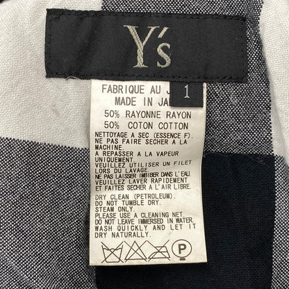 【中古品】【メンズ】 Y'S ワイズ YE-P52-231 RAYON COTTON BLOCK CHECK GAUCHO PANTS レーヨン コットン ブロックチェック ガウチョパンツ ボトムス 151-261018-kh-10-izu サイズ：1 カラー：ブラック×ホワイト 万代Net店