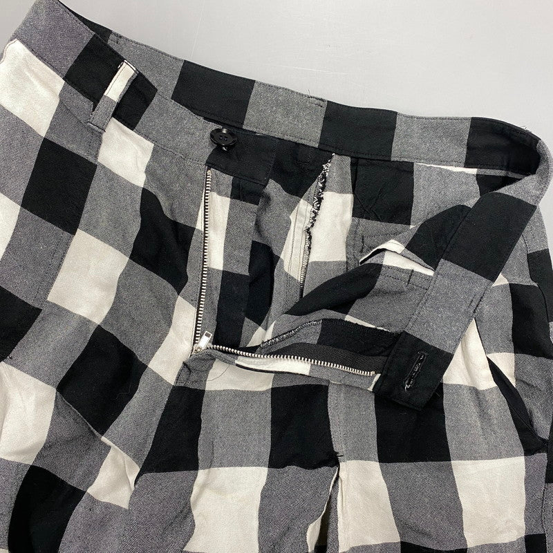 【中古品】【メンズ】 Y'S ワイズ YE-P52-231 RAYON COTTON BLOCK CHECK GAUCHO PANTS レーヨン コットン ブロックチェック ガウチョパンツ ボトムス 151-261018-kh-10-izu サイズ：1 カラー：ブラック×ホワイト 万代Net店